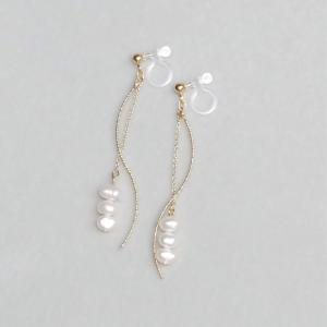 イヤリング 淡水パール 日本製 ふんわり ノンホールピアス