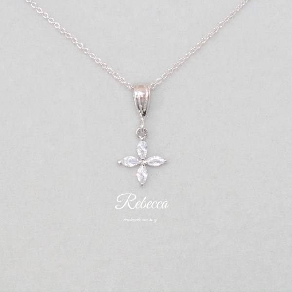 ネックレス シルバー カラー 日本製  czダイヤ ジルコニア ポイント消化 オーバル 花