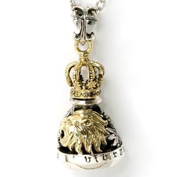 シルバー925 ペンダント ネックレス ベル 鐘 ライオン マリファナ クラウン クロス ゴールド ...