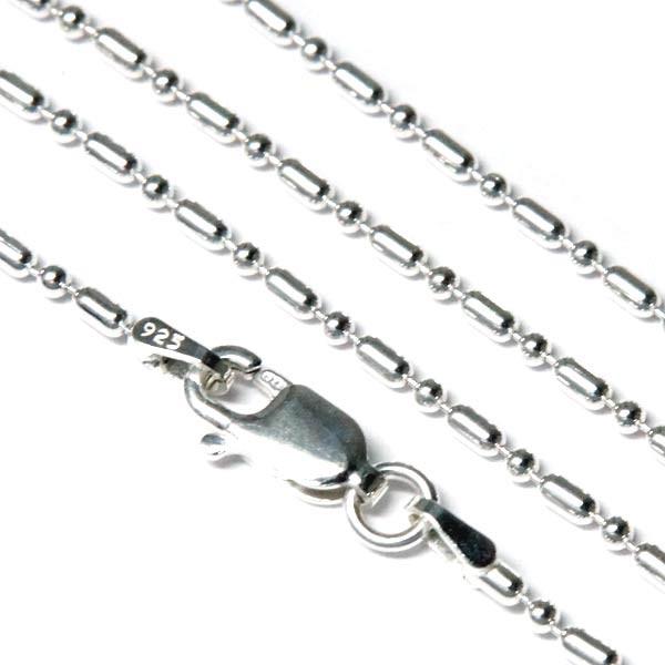 シルバー925 変形(ショート&amp;ロング) シリンダー ボールチェーン ネックレス 「幅1.5mm/長...