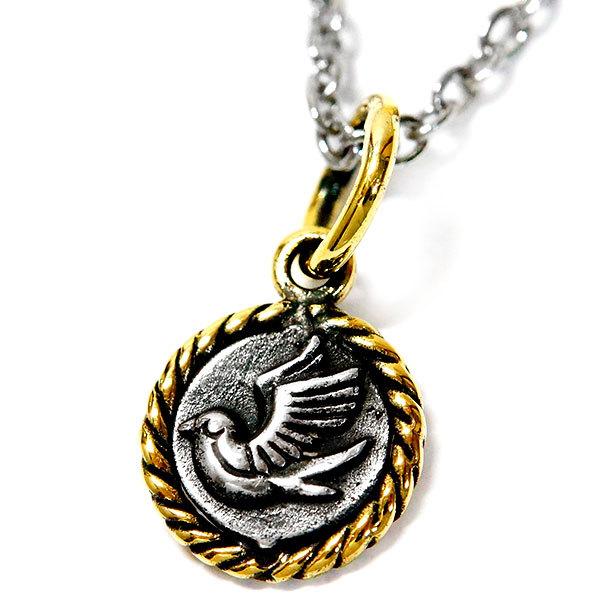 鳩 鳥 バード 平和の象徴 ゴールド 縄 ロープ メンズ シルバー925 ペンダント ネックレス