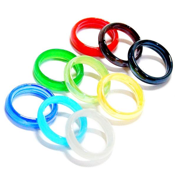 甲丸 ガラス レインボー コーティング シンプル レディース リング 指輪