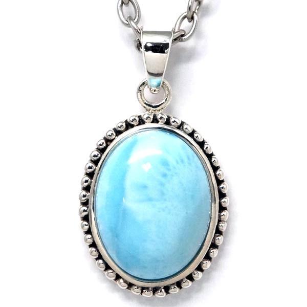 インディアンジュエリー ペンダント ネックレス 天然石 ラリマー ネイティブアメリカン 銀の玉飾り ...