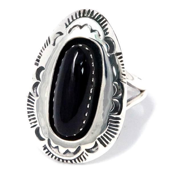 インディアンジュエリー リング オニキス サンレイズ 太陽の光 ドロップ 雫型 メンズ シルバー92...