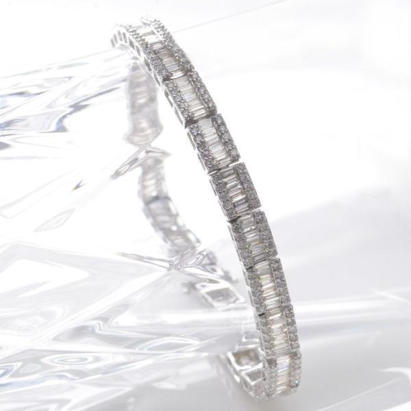 ブレスレット レディース ダイヤモンド K18 18金 ホワイトゴールド 5カラット バケットカット...