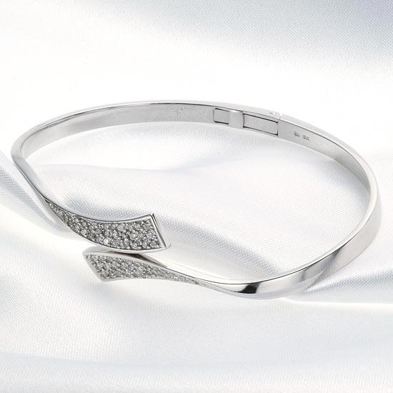 バングル K18 レディース 18金 ホワイトゴールド ダイヤモンド 爆買