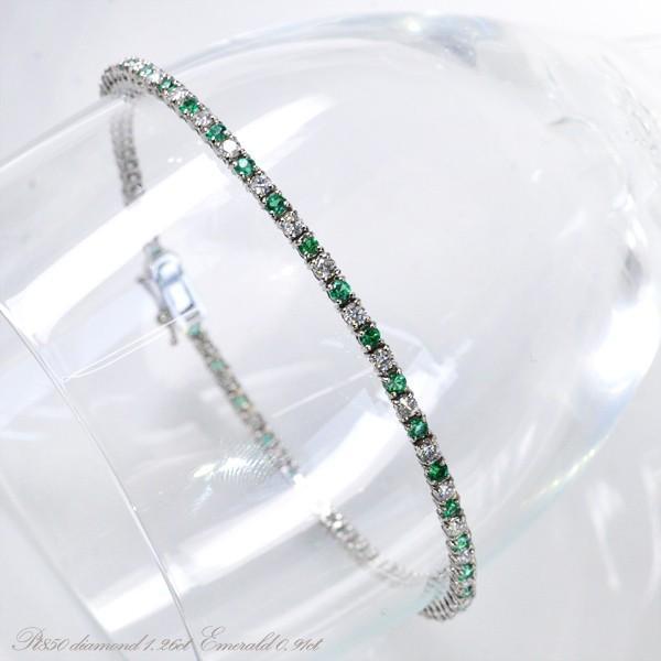 エメラルド ダイヤモンド テニスブレスレット プラチナ Pt900 長さ指定作成可能