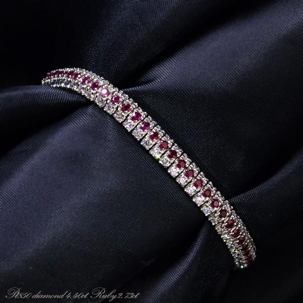 ブレスレット レディース ルビー ダイヤモンド 3連ブレスレット