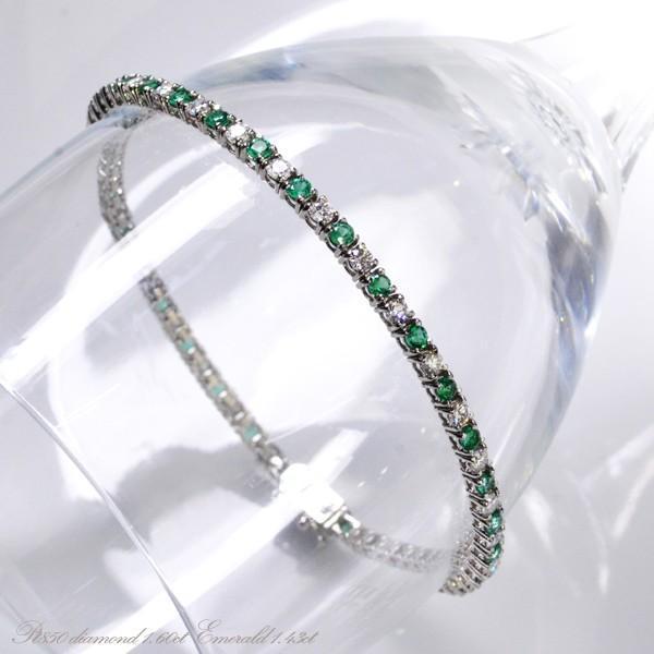 エメラルド ダイヤモンド テニスブレスレット プラチナ Pt900 長さ指定作成可能