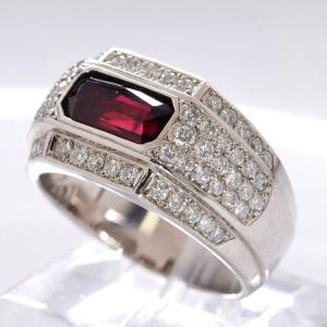 メンズリング プラチナ 指輪 ルビー ダイヤモ...の詳細画像3