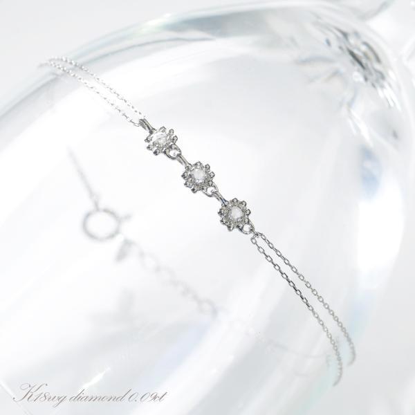 K18WG ローズカット ダイヤモンド ブレスレット
