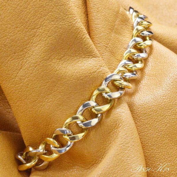 ブレスレット メンズ プラチナ 18金 18k Pt900 K18 ゴールド コンビ 21cm 男性...