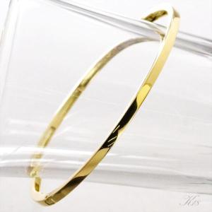 18金 バングル イタリア製 幅3mm 16cm K18 YG 中空 ブレスレット