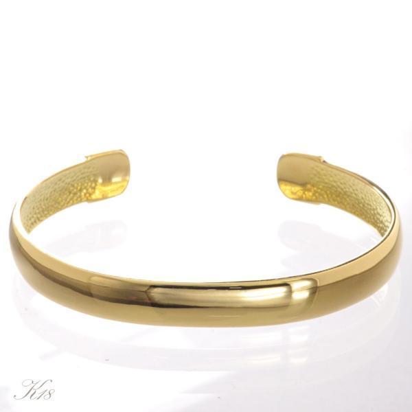 バングル ブレスレット 太め K18 18金 ゴールド 地金 8mm幅 メンズ レディース 幅広 太...