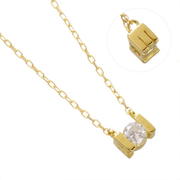 K18YG　ダイヤモンド 0.10ct　アルファベット　ネックレス　E 爆買