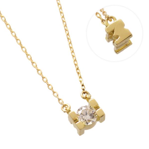K18YG　ダイヤモンド 0.10ct　アルファベット　ネックレス　M 爆買