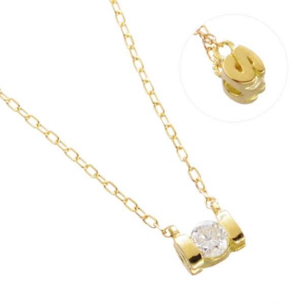 K18YG　ダイヤモンド 0.10ct　アルファベット　ネックレス　S 爆買