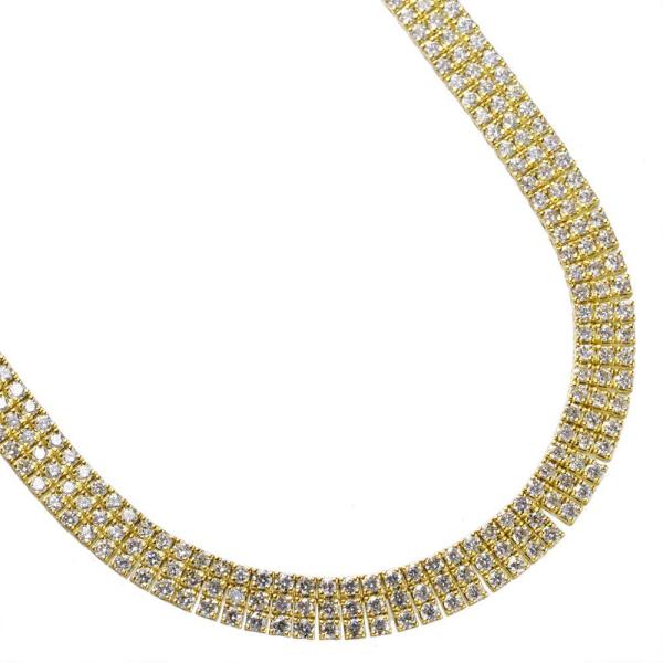 ダイヤモンド テニスネックレス 18金 k18 18k ゴールド 15カラット レディース 3連 爆...