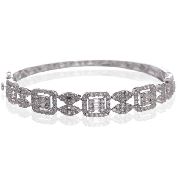 バングル レディース ダイヤモンド 3カラット K18WG 18金 ホワイトゴールド ダイヤモンドバ...