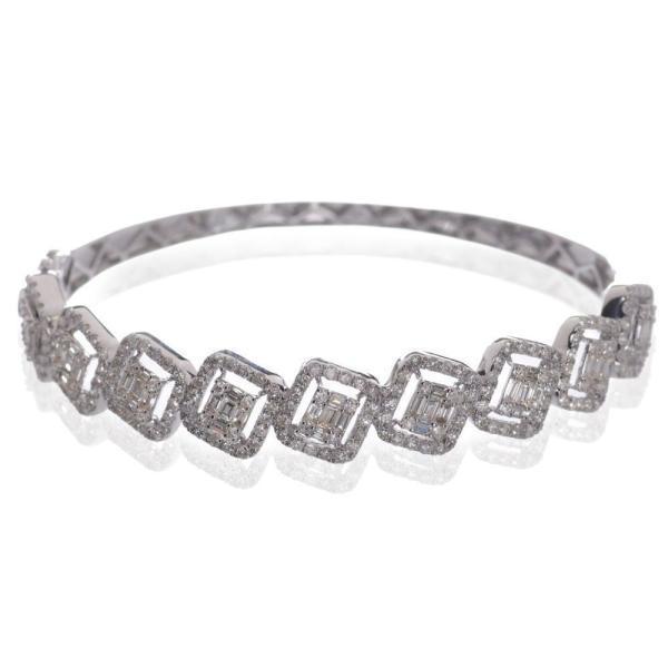 バングル レディース ダイヤモンド 3カラット K18WG 18金 ホワイトゴールド ダイヤモンドバ...