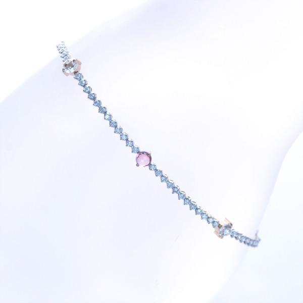 ブレスレット レディース プラチナ テニスブレスレット ダイヤモンド パパラチアサファイア K18P...