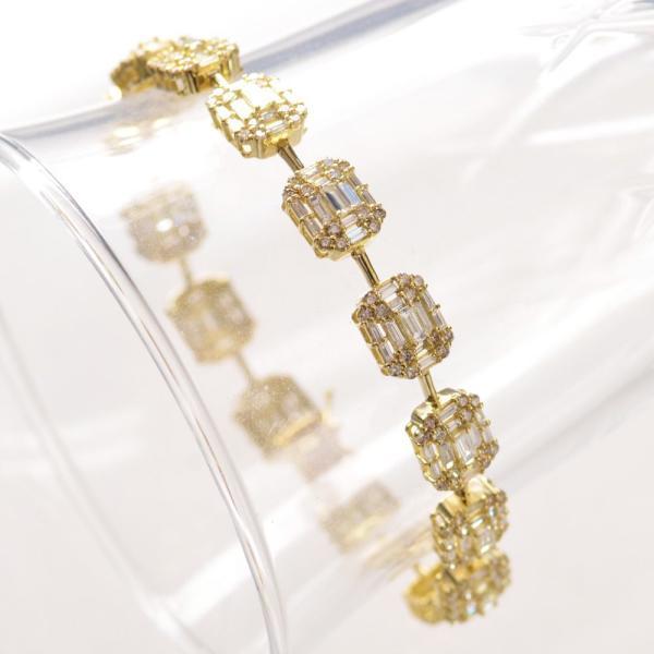 ブレスレット メンズ K18 ダイヤモンド 4.7カラット18金 18k ゴールド バゲットカット ...