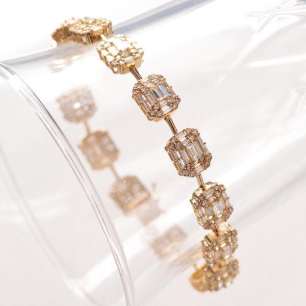 ブレスレット メンズ K18 ダイヤモンド 4.7カラット18金 18k ピンクゴールド バゲットカ...