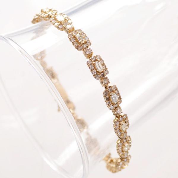 ブレスレット メンズ K18PG ダイヤモンド 7カラット18金 18k ピンクゴールド バゲットカ...
