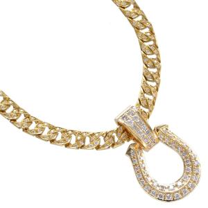 喜平 ネックレス 18金 ダイヤモンド 2.2ct K18 ゴールド 18K 50cm 喜平チェーン 馬蹄 ホースシュー ダイヤモンド ペンダントトップ セット リバーシブル
