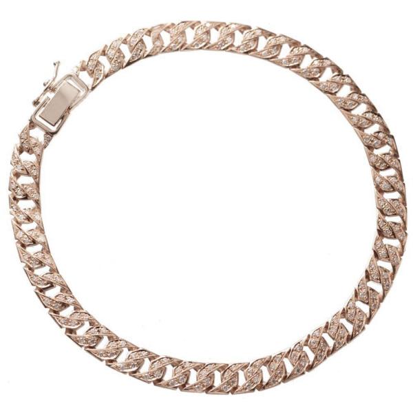 喜平 ブレスレット メンズ K18PG ダイヤモンド 18金 ピンクゴールド 20cm リバーシブル...