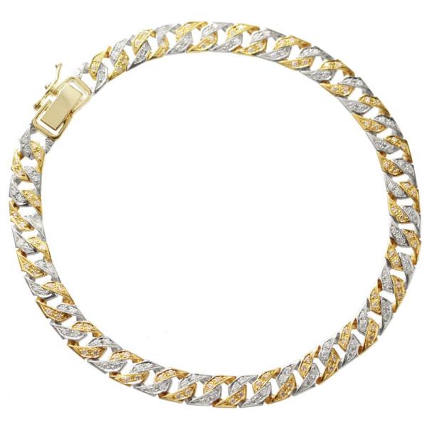 喜平 ブレスレット メンズ K18 ダイヤモンド 18金 ゴールド プラチナ Pt900 コンビ 2...