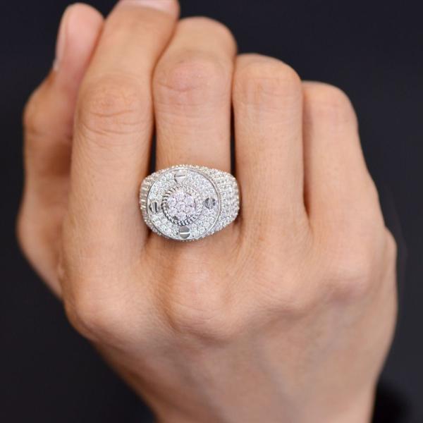 指輪 メンズリング K18 18kWG 18金 ホワイトゴールド ダイヤモンド リング 1.7カラッ...