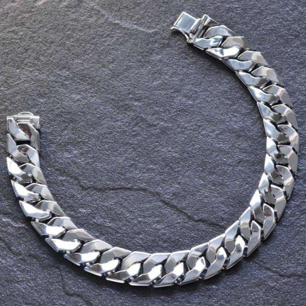 喜平 ブレスレット プラチナ メンズ 喜平 20cm 11mm幅 横溝有り Pt900 名入れ 長さ...