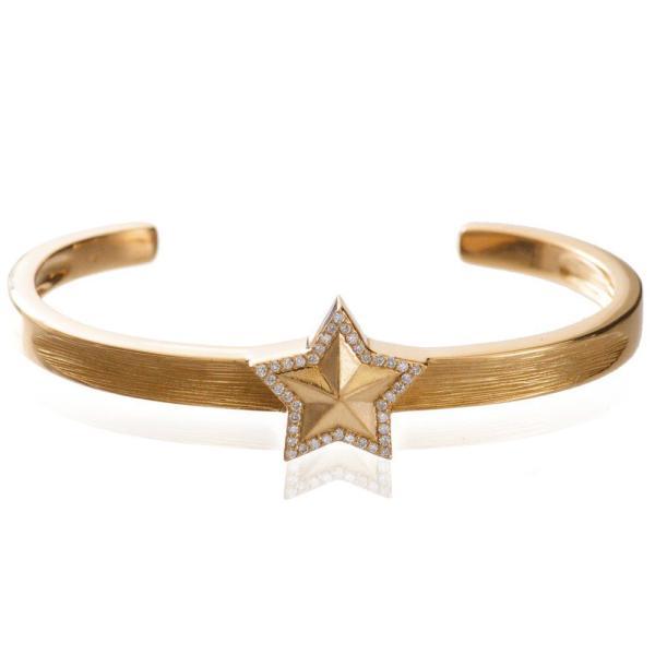 バングル メンズ 18金 K18PG ピンクゴールド ダイヤモンド 星 スター バングルブレスレット...