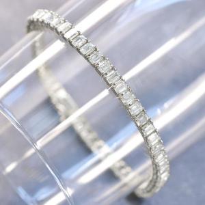 ブレスレット メンズ 18金 18k K18 エメラルドカット ダイヤモンド 10