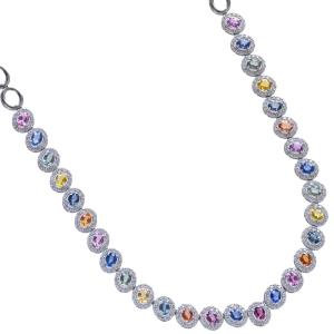 ネックレス プラチナ オーバルカット マルチカラ...の商品画像