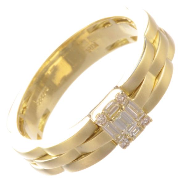 指輪 メンズリング K18 18K 18金 バゲットカット ダイヤモンド イエローゴールド ユニセッ...