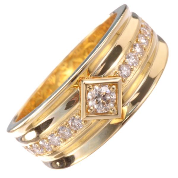 指輪 メンズリング 幅広 18金 K18 18k ダイヤモンド イエローゴールド 日本製 刻印入り ...