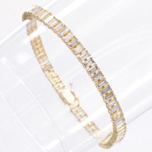 ブレスレット メンズ K18 18金 18k ダイヤモンド 7カラット バゲットカット イエローゴールド 18cm レディース 男女兼用 ユニセックス 爆買