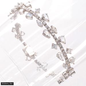 ブレスレット プラチナ ダイヤモンド Pt900 ペアシェイプ マーキス スクエア レディース テニスブレスレット ローズカット 18cm テニスチェーン 手造り 爆買