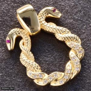 ジュエリー工房アトラス 24金 ネックレス トップ 純金 蛇 ダイヤモンド