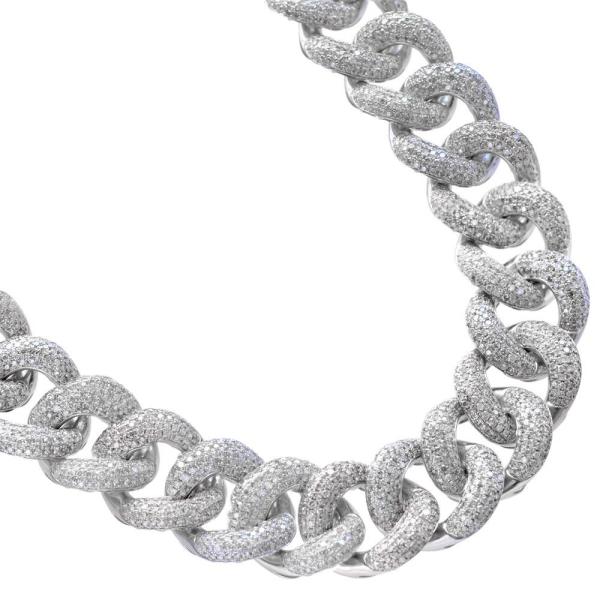 喜平 ネックレス プラチナ ダイヤモンド 33カラット マイアミキューバンネックレス メンズ Pt9...