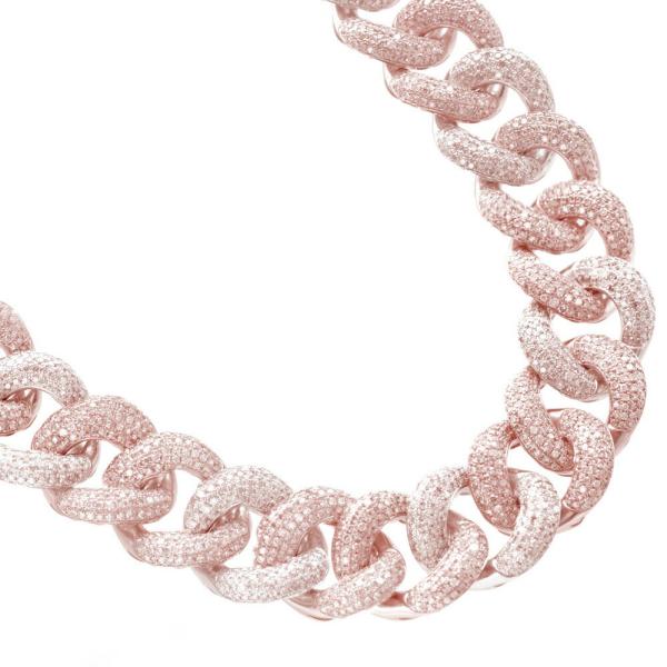 喜平 ネックレス K18 ダイヤモンド 33カラット マイアミキューバンメンズ 18金 ピンクゴール...