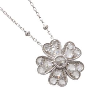 K18PG ダイヤモンド ペンダントネックレス 0.72ct フラワー 薔薇 新  