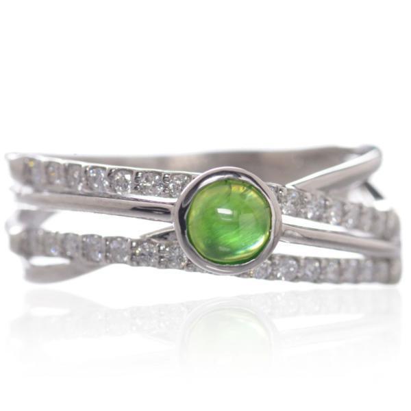 指輪 レディース リング プラチナ ダイヤモンド デマントイドガーネット カボション Pt950