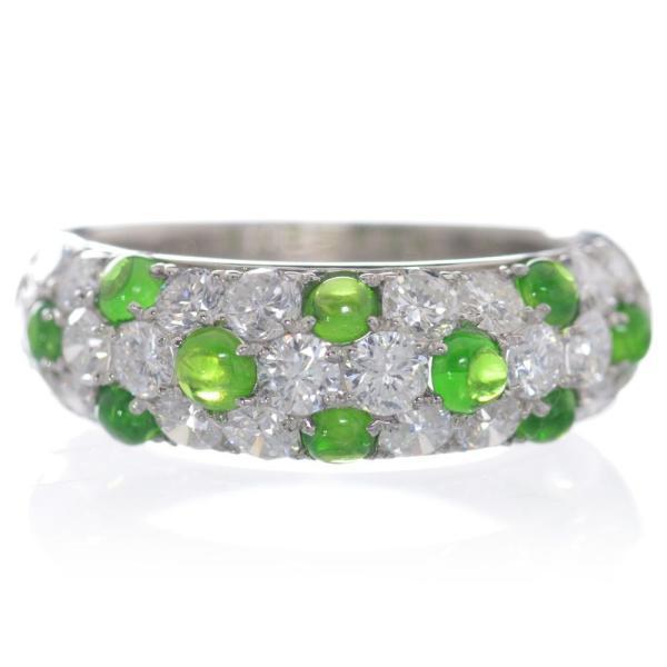 指輪 レディース リング プラチナ ダイヤモンド デマントイドガーネット カボション Pt950