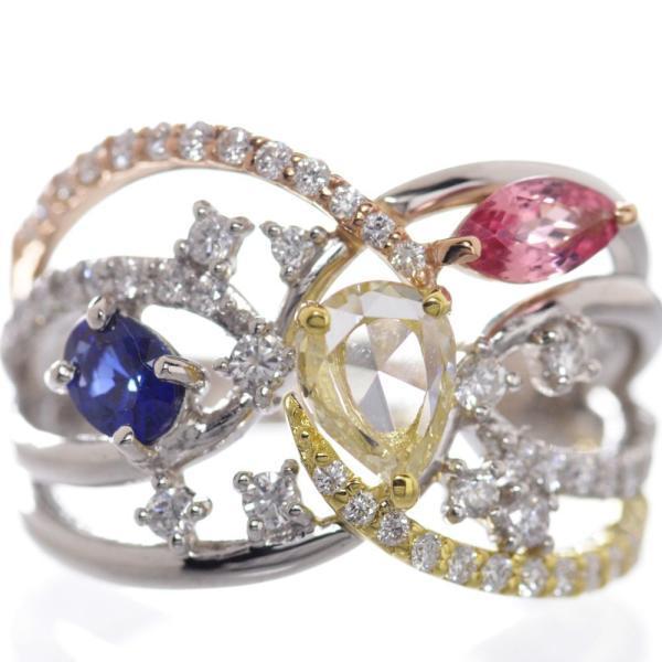 指輪 レディース プラチナ 18金 K18 ゴールド 非加熱 サファイア パパラチアサファイア ダイ...