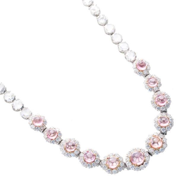 ネックレス レディース プラチナ パパラチアサファイア ローズカット ダイヤモンド Pt850