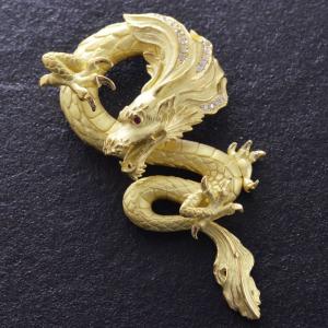 ペンダントトップ メンズ 18金 K18 ゴールド ドラゴン 龍 ダイヤモンド ルビー 艶消し 喜平用 男性 ネックレストップ ペンダントヘッド