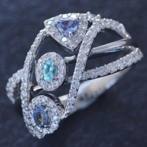 Pt950 プラチナ パライバトルマリン 0.02ct ダイヤモンド 0.18ct 付